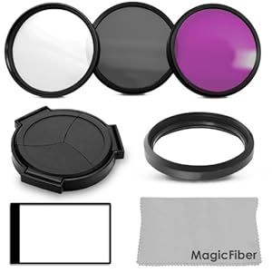 Accessory Kit for PANASONIC LUMIX DMC-LX7 - Includes: Auto Lens Cap (4.7mm deeper for use with Filters) + 37mm Lens Adapter Ring + + Filter Kit (UV, Polarizer, Fluorescent) + LCD Screen Protector + MagicFiber Microfiber Cleaning Cloth