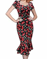 Mermaid Short Sleeves Vintage Bodycon Dress/Midi Dress 