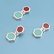Sterling Silver Pendant and Earrings Set - Carnelian and Turquoise