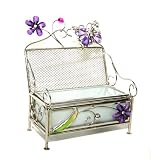 Glass Jewelry Trinket Box with Earring Holder