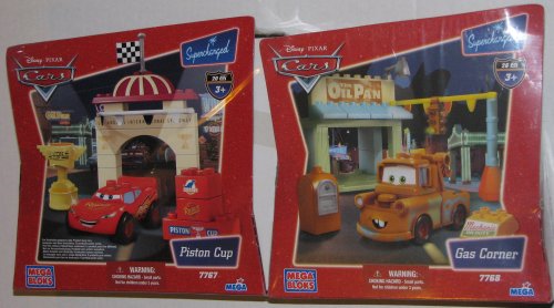 Mega Bloks Cars Piston Cup & Gas Corner Set