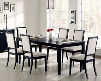 7pc Formal Dining Table & Chairs Set Distressed Black Finish,Coaster Furniture,COASTER-101561-SET