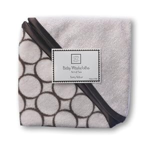 SwaddleDesigns Washcloth Set - Pastel Pink with Brown Mod Circles