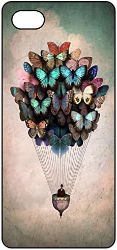 Butterfly iPhone 6 Case, Soft Rubber TPU Silicone Phone Case Cover for iPhone 6/iPhone 6S 4.7 Inch Black- Up Flying Butterfly with Colorful Balloons