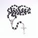 Pewterhooter Men's Black Wood Bead Rosary necklace with Gift Box