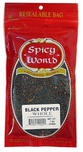 Spicy World Black Peppercorns Whole, 7-Ounce