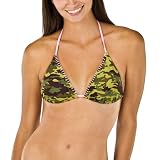Xhilaration® Juniors Camouflage Triangle Swim Top - Green/Brown/Pink