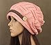 ArRord Braided Women Lady Warm Rageared Baggy Winter Beanie Knit Crochet Ski Hat Cap (Pink)