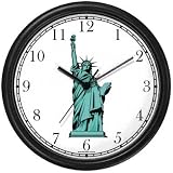 Statue of Liberty No.2 Americana - Famous Landmarks - Wall Clock by WatchBuddy Timepieces (Black Frame)