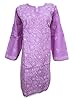 Indian Tunic Kurti Purple Paisley Embroidered Cotton Kurta Long Dress Caftan Xl