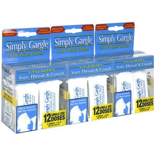 Simply Gargle Salt Water Rinse, 0.4-Ounce Ampules in 12-Count Boxes
