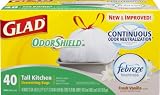 Glad Tall Kitchen Drawstring, Odor Shield, Vanilla Scent, 13 Gallon, 40 Count