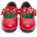 L'Amour Little Girls Red Patent Dress Shoes with Jeweled Flowers 13