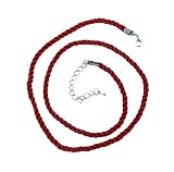 Necklace Cord For Pendants - D3 - Twisted Triple Strand Silk / Satin + 2' Extension Chain (3.5mm / 3/16' thickness) ~ Silver Tone Plated Ends - 20 Inches ~ Dark Red