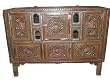18c Antique Tribal Jaipur Colored "Manjoosh" Handcarved Sideboard Buffet Server Furniture India 55x41x22