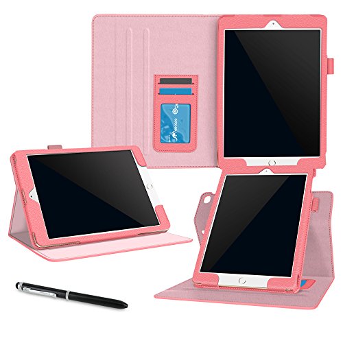 iPad Air 2 Case, Apple iPad Air 2 Leather Case, rooCASE Dual View Slim Fit Leather PU Folio Case with Smart Cover Auto Sleep / Wake Feature for Apple iPad Air 2 (iPad 6) 2014 Model, Pink