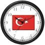 Flag of Turkey Wall Clock by WatchBuddy Timepieces (Black Frame)