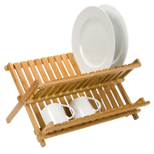 The Container Store Folding Bamboo Dish Rack