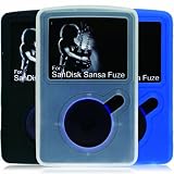 Kroo Silicone Skin Case For Sansa Fuze (Clear/Black/Blue)