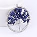 Zhenhui Christmas Gift Silver-tone Round Tree of Life Natural Stone Beads Pendants with One Hook DIY Multicolored Gravel Circle Charm Necklace 2'' in Diameter 9 Colors (Blue Gravel)