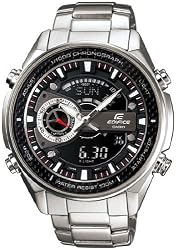 Stainless Steel Edifice Chronograph Analog Digital Black Dial