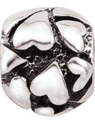Persona Sterling Silver Colliding Hearts Charm fits Pandora, Troll & Chamilia European Charm Bracelets