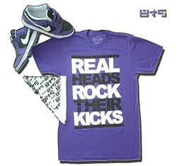 8&9 "REAL HEADS" Printed Men's T-shirt By EIGHT & NINE DESIGNS Royal Purple/Black/White Limited Nike Dunk Colorway Hand Printed 8&9 S/S Tee w/ FREE BANDANA