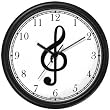 Treble Clef - Musical or Music Theme - Wall Clock by WatchBuddy Timepieces (Slate Blue Frame)