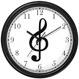Treble Clef - Musical or Music Theme - Wall Clock by WatchBuddy Timepieces (Black Frame)
