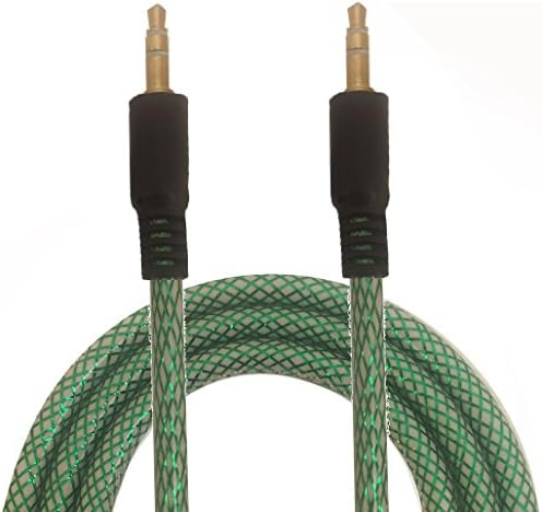 CablesFrLess brand 3.5mm Metallic Veins Style AUX (Auxiliary) for streaming audio to Car Stereos from Smartphones (Green)