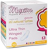 Maxim UltraThin, Winged, Chlorine Free, Hypoallergenic Pads, Regular, 10 ct (Pack of 3)