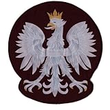 Large Polish White Eagle Patch, Sew-On - Black Background