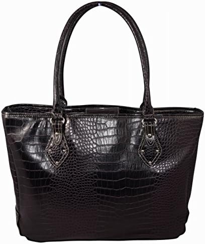 Ultimate Work Tote, "Benton Exotic" Faux Croco Business Women's 15" Laptop Tote With Padded Compartment - Brown