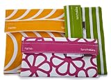 Lunchskins Sandwich Bag (in Mango Slices) and Two Snack Bags (in Berry Flower & Green Stripe)