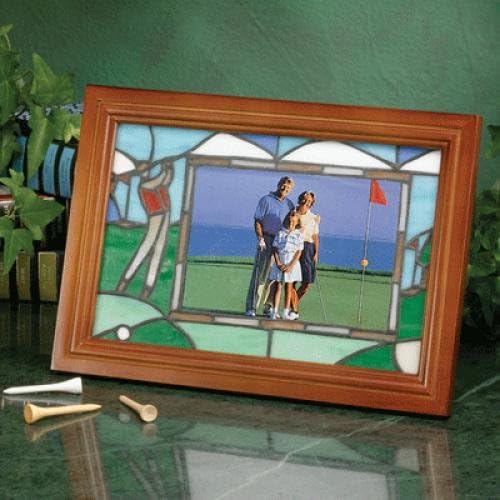 Stained Glass Golf Motif Picture Horizontal Picture Frame- Clubhouse Collection