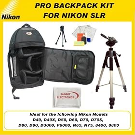 Deluxe Shockproof Weather Resistant Camera Backpack + 57 Tripod For The Nikon D40, D40X, D50, D60, D70, D70S, D80, D90, D3000, P6000, N65, N75, 8400, 8800 Didital Cameras