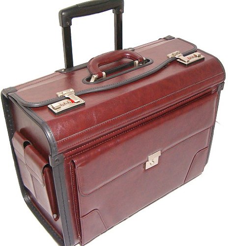 Trolley PILOTENKOFFER AKTENKOFFER Aktentasche mit Trolley und Laptopfach sowie mit extra Laptophülle gepolstert und diversen Fächern!! braun