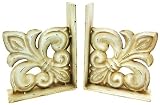 Distressed White Enamel Fleur De Lis Bookends Book Ends