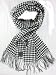 Softer Than Cashmere Mini Houndstooth Long Fringe Winter Scarf Shawl Wrap - 72x12 - Black, White
