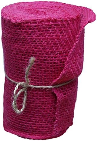 Quality Burlap Fabric Jute Ribbon Garland 5.5 Inches Wide (Dark Pink)