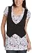 Self Esteem Juniors' Heart Smile Rock Printed V-Neck 2-Fer Vest,White/Black,Medium