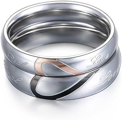 Dora Collection 316L Stainless Steel High Polished Fashion Men's "Real Love" Heart Couples Band Engagement Wedding Promise Ring.(1pc)