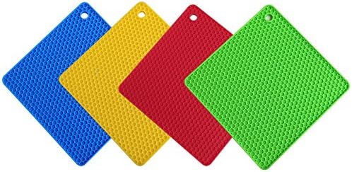 Aivica 4-in-1 Multipurpose Silicone Pot Holder 4-pack Trivet Mat, Non Slip, Flexible, Durable, Heat Resistant Hot Pads Perfect Modern Home Decor Silicone Heat Resistant Coasters Cup Insulation Mat