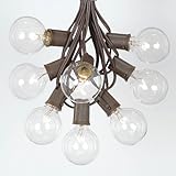 G50 Globe Outdoor String Lights With 25 Clear Globe Bulbs By Novelty Lights - Commercial Grade - Outdoor Lights - Bulb String Lights - Globe String Lights - Globe Lights - Patio String Lights - Brown Wire - 25 Foot