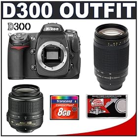 Nikon D300 Digital SLR Camera + Nikon 18-55mm DX VR + 70-300mm G Zoom Lens + 8GB Card...