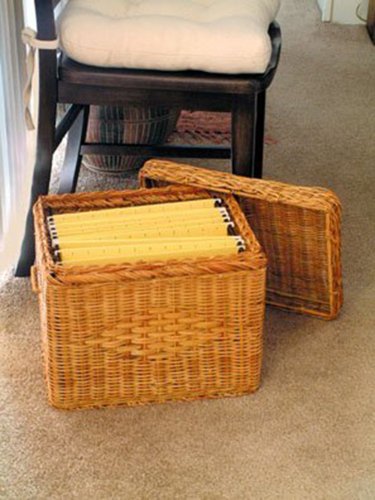 WICKER LETTER SIZE FILE BOX WITH LID On Sale