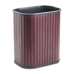 Carver 09843 Wastebasket, Rectangular, Hardwood, 13 quart, Mahogany Stain, Black Liner