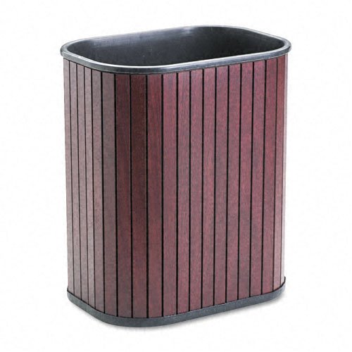 Carver 09843 Wastebasket, Rectangular, Hardwood, 13 quart, Mahogany Stain, Black Liner