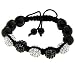 Black silver & gunmetal disco ball macrame shamballa bracelet swarvoski beaded crystal designer