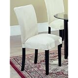 Cream White Microfiber Parson Chairs, Set of 2